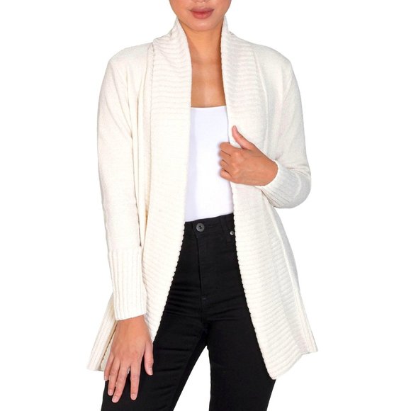 Seven7 Womens White Chenille Cardigan 